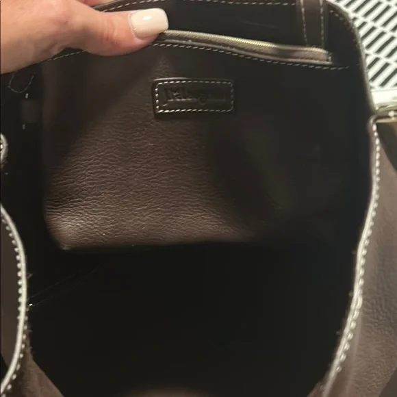 J. McLaughlin Brown Leather Tote Bag with Minimalist Design - Picture 5 of 6